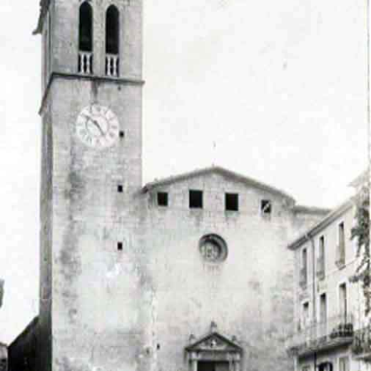 Església de Sant Feliu de Pallerols. Façana i campanar