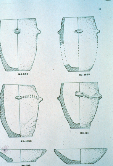 Vasos a mà de montbarbat recollits a les excavacions al poblat ibèric de Maçanet.