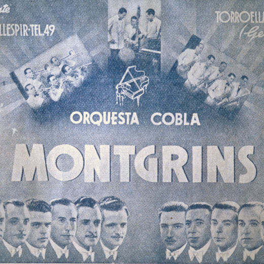Propaganda de l'orquesta Montgrins.

L'orquesta Montgrins és una de les més antigues de la província de Girona. Amb la seva central a Torroella de Montgrí. És una agrupació que està sempre a primera línea en totes les facetes, tant com a cobla per sardanes, música clàssica, com a música ballablr.

En aquesta propaganda es presenta com una orquesta d'última moda.