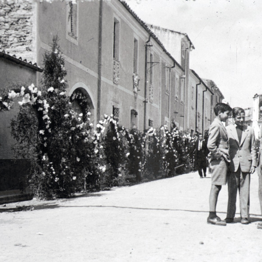 En Joaquim Pujol, en Narcís Munsó i en Ramón Bancells a la festa de la vinguda de la verge de Fàtima l'any 1951
