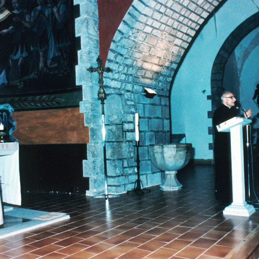 Acte de despedida del rector Mn Andreu Plujà l'any 1992 amb motiu de la seva jubilació per edat reglamentària.