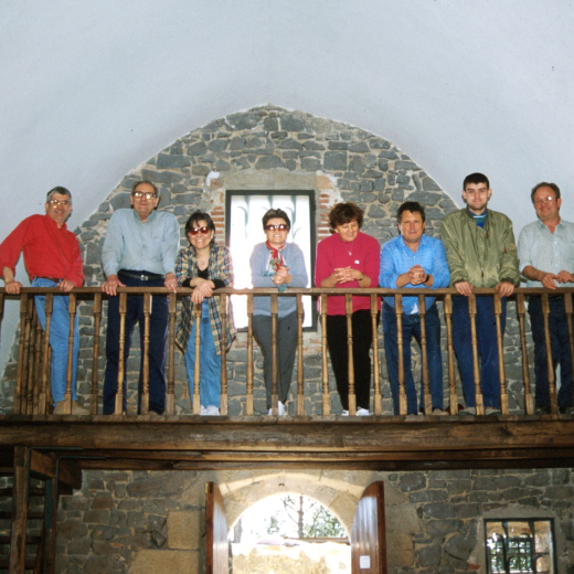 En Juli Campeny, Josep Reyner, Maria Babot, Lluïsa Morales, Montserrat Artigas, Josep Soler, Jordi Vergés, i Josep Panosa, a dalt del 