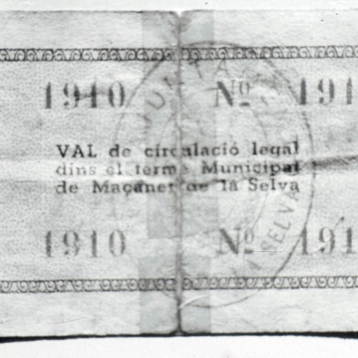 L'altre cara del val de 50 cts que circulà per Maçanet l'any 1937 durant la Guerra Civil 1936 -1939