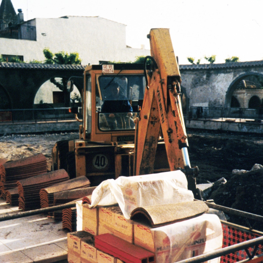 Obres de restauració de la Pista Jardí l'any 1993