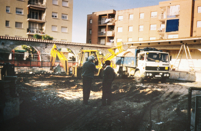 Obres de reconstrucció de la pista jardí