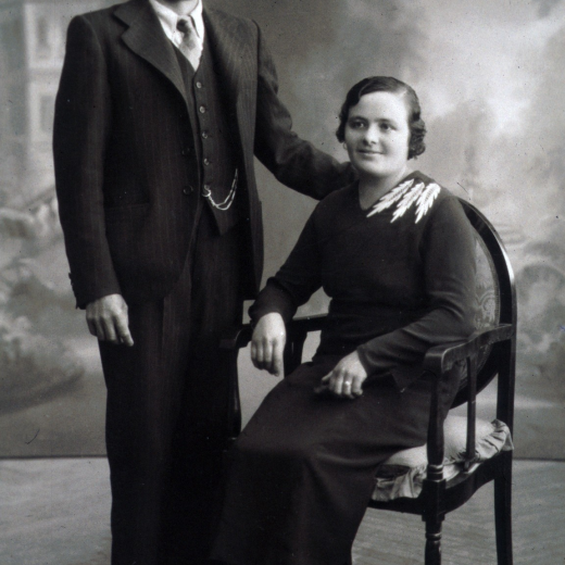 En Jaume Romaguera Serra i la Montserrat Artigas Marqués el dia del seu casament