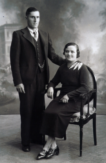 En Jaume Romaguera Serra i la Montserrat Artigas Marqués el dia del seu casament