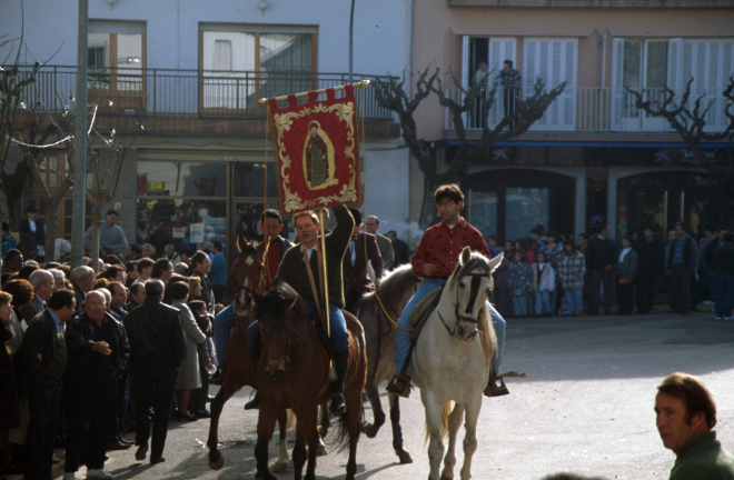 Benedicció i cercavila del cavalls amb motiu de la festivitat de Sant Antoni Abad pel gener del 1994