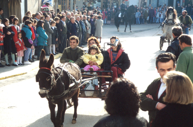 Benedicció dels cavalls per la festa de Sant Antoni Abad a la plaça de l'Església.