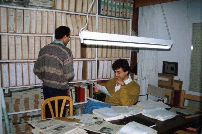 En Josep Costa i en Joan Romaguera integrants del Taller d'Història