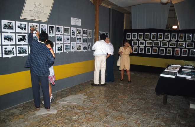 Detall de l'expocició de fotografies que organitza el Taller d'història per la Festa Major cada any