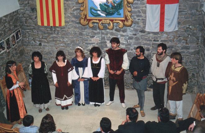 Els integrants del grup CRISOL especialites en música i espectacles medievals en els concert que oferiren el dia 6 d'abril a l capella del castell de Sant Jordi.