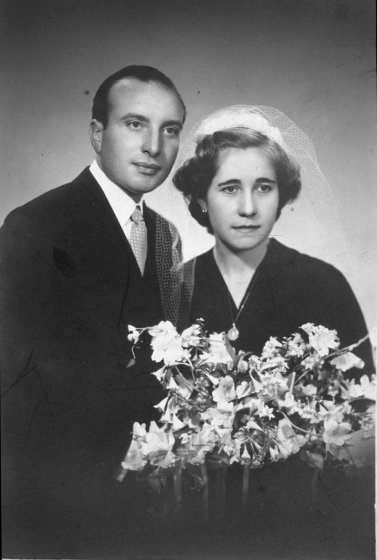 En Francesch Ruhí Ruhí i la Coloma Surós Avella el dia del seu casament.