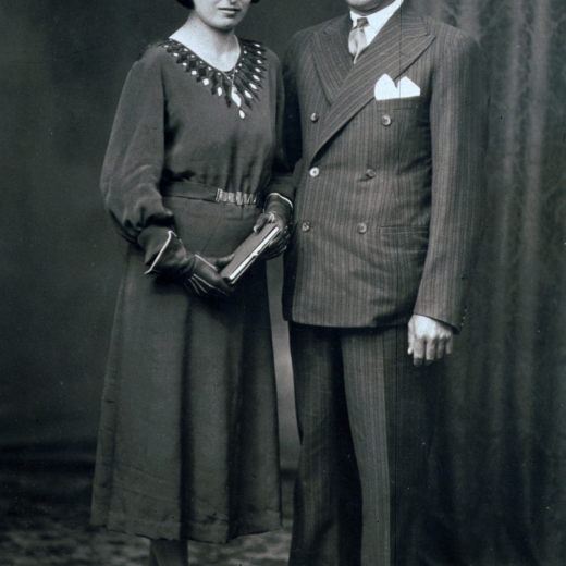 La Mercè Romaguera Serra i en Llorenç Parera Quellos el dia del seu casament. Ella era de Can Romaguera i ell de Can Pere Bonic.
