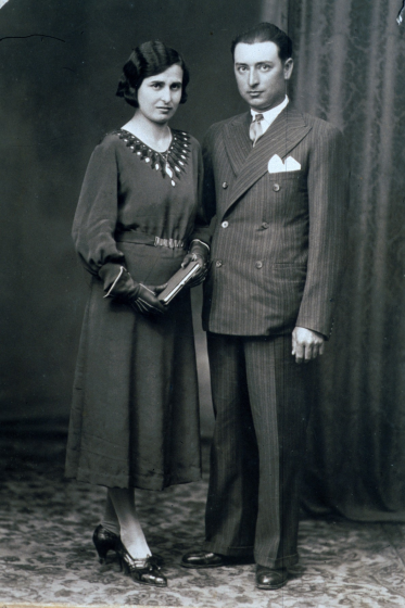 La Mercè Romaguera Serra i en Llorenç Parera Quellos el dia del seu casament. Ella era de Can Romaguera i ell de Can Pere Bonic.