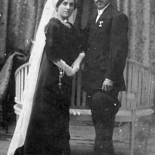Lluïsa Figueras, Francesc Nogues el dia del seu casament.
