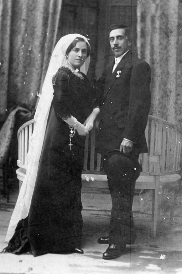 Lluïsa Figueras, Francesc Nogues el dia del seu casament.