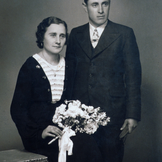 Casament de Josep Serra Burjachs i Herminda Güell Iglesias masovers de Can Reixach