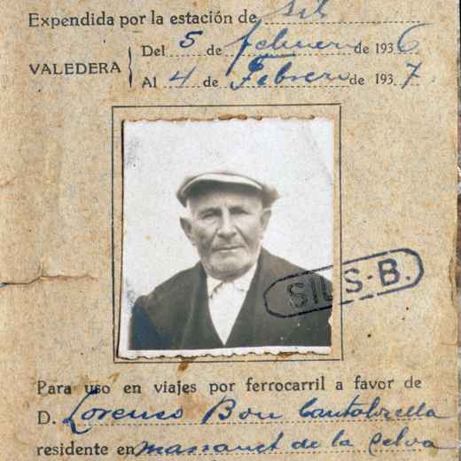 Foto de Llorenç Bou Cantalozella en una targeta d'Identitat del Ferrocarril de Madrid a Zaragoza