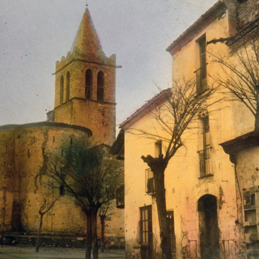 Postal de la plaça de l'Esgléisa amb el nom de 