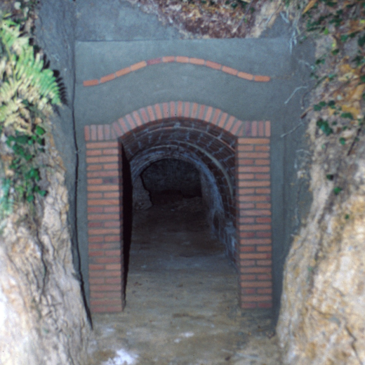 Porta d'entrada a la mina que dóna accés al fons del pou del glaç