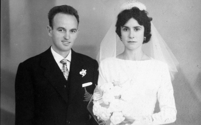 Foto de casament de Francesc Sitjà Espuña i Pilar Rabert Bassas