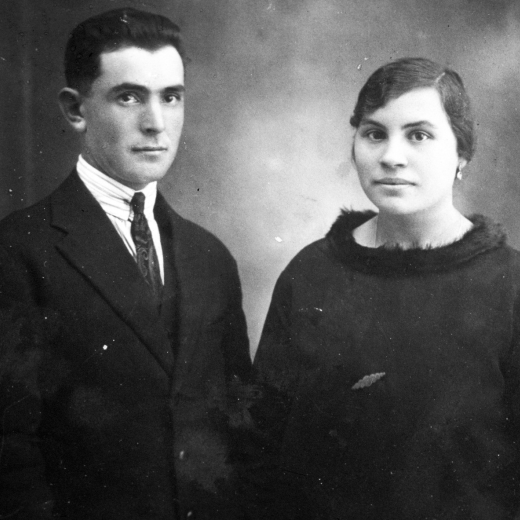 Foto de casament de Joaquim Rovira i Carme Ribas, residents a Can Santo de Martorell