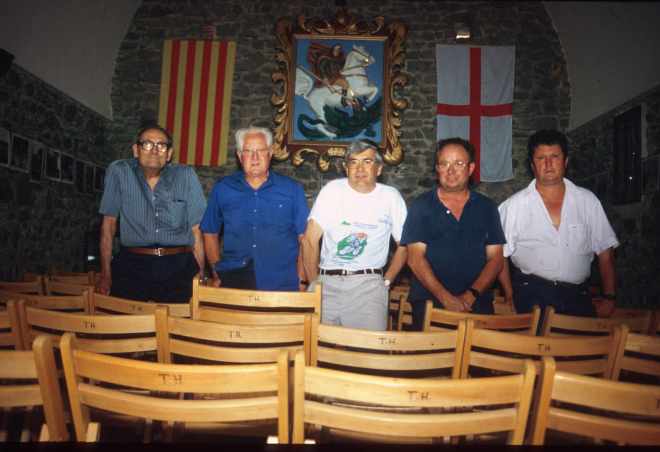 Grup d'integrants del Taller d'Història de l'equip de restauració de Sant Jordi.

D'esquerra a dreta: Josep Reyner, Martí Tomàs, Juli Campeny, Josep Panosa i Josep Soler.