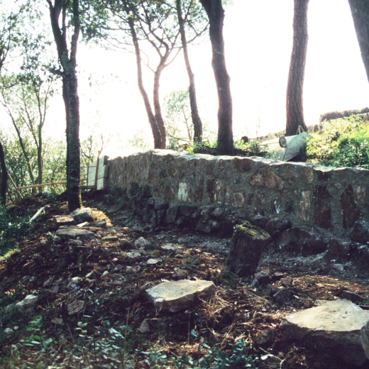 una pared a la part exterior del fossar en la cara est, descoberta últimament i restaurada tot el possible.