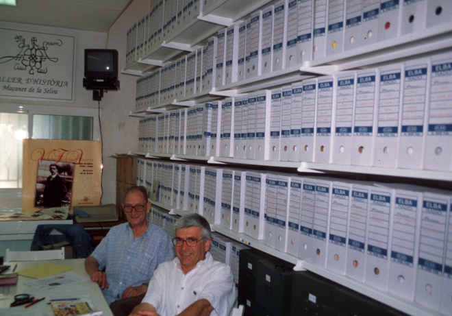 En Martí Rossell i en Juli Campeny dos integrants del taller d'història.