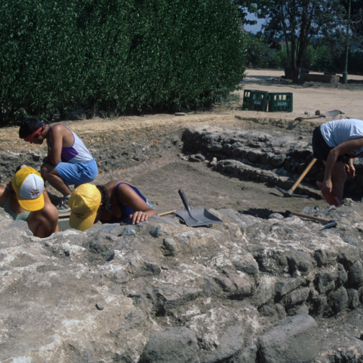 Sota el sol de justícia, aquest jovent no para en les excavacions.