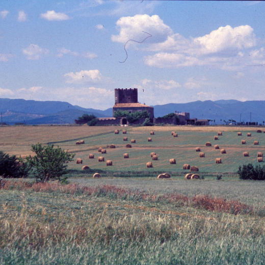 Perspectiva de la Torre de Marata i al fons les muntanyes de Les Guilleries i la serralada de Santa Bàrbara.