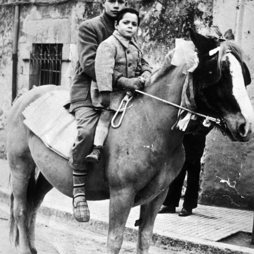 Festa de Sant Antoni Abad. L'Ismael Viader i el petit Emilio Bancells van a beneir el cavall