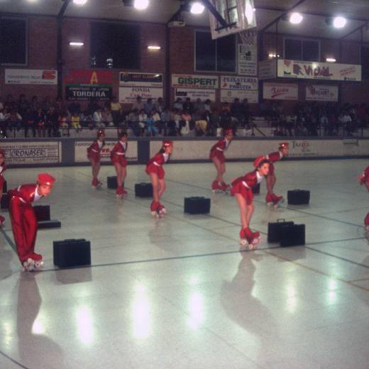 Actuació d'un grup al festival de patinatge artístic al pavelló