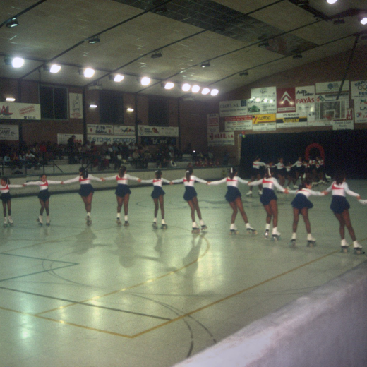 Grup de patinatge artístic Maçanet en una actuació al Pavelló