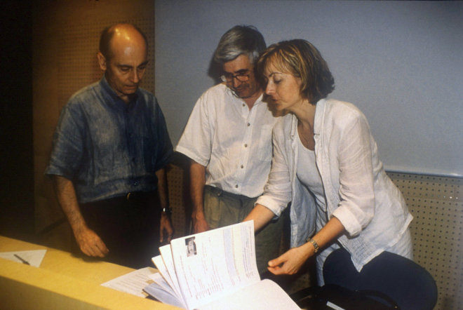 Juli Campeny amb l'arquitecte Bosch i la noia ?.