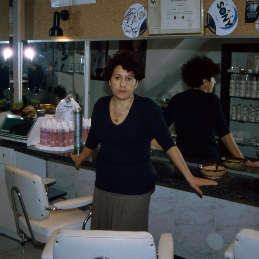 La Matilde Gironés a la seva perruqueria