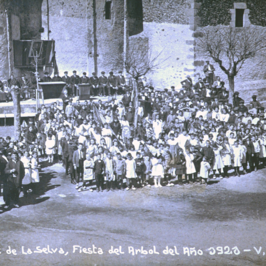 Festa de l'arbre l'any 1921 a la plaça de l'Església