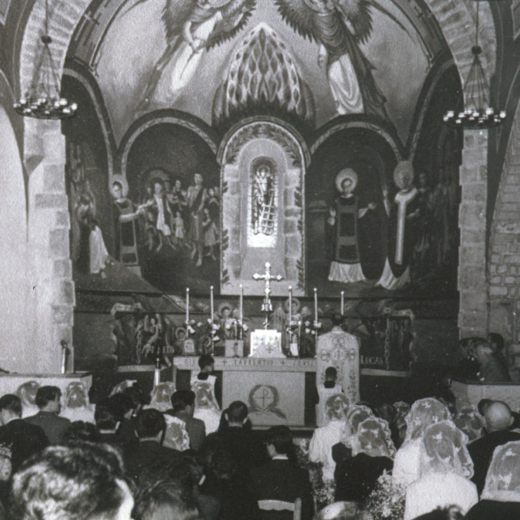Festa d'homenatge a la vellesa. Ofici a l'Església parroquial siguent rector Mn Francesc Berga.